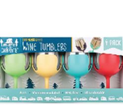 Picture of Camco 53068 Stainless Steel Wine Tumbler Set with Removable Stems, 4-Pack