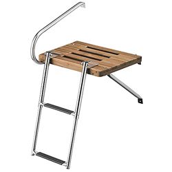 Picture of Whitecap Industries 68900 Teak Swim Platform with 2-Step Telescoping Ladder
