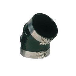 Picture of Trident Marine TRL-845-S/S Marine  Black Epdm Rubber 45-Degree Marine Wet Exhaust Elbow with 4 Stainless Steel T-Bolt Clamps, 8", 250-Degree Fahrenheit