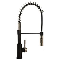 Picture of Dura Faucet DF-MK504SLK-MBSN RV Spring Kitchen Faucet Pull-Down Sprayer Black Satin Nickel