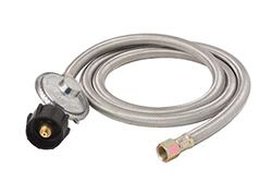 Picture of Flame King SS-QCC-3/8 5-Foot Stainless Steel Braided Propane Hose with QCC1 Regulator 3/8" Flare