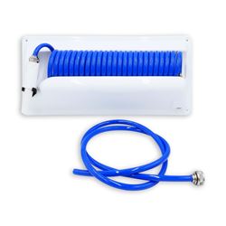 Picture of T-H Marine WDHH-25B-C-DP 25' Coiled Washdown Hose System with Nozzle and Holder - Blue