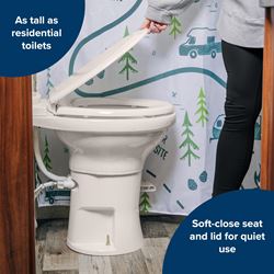 Picture of Camco 41715 Premium Ceramic RV Toilet with Foot Pedal - 18" Height Bone
