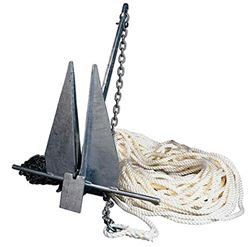Picture of Lewmar 69600906 Galvanized Steel Fluke Anchor Kit 8 lbs., for Boats up to 18' Includes Anchor, 100' 3-Strand rode with 5' Chain, Quick Splice - 2020202637