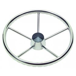 Picture of Schmitt Marine Steering Wheels 1731321FGK-R Destroyer 5-Spoke 13.5" Finger Grip Wheel with Stainless Cap
