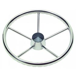 Picture of Schmitt Marine Steering Wheels 1731521FGK-R Schmitt & Ongaro 170 Finger Grip Destroyer 5-Spoke 15.5" Stainless Steel Cap 3/4" Tapered Shaft w/Knob