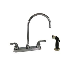 Picture of Empire Brass Company U-YCH801GS RV Kitchen Faucet with Large Gooseneck Spout, Teapot Handles and Sprayer - 8", Chrome