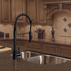 Picture of Lippert Components 2021090598 Flow Max Coiled Pull-Down Kitchen Faucet Black Matte
