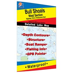 Picture of Fishing Hot Spots L172 Bull Shoals West Lake Fishing Map AR/MO