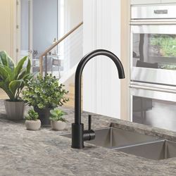 Picture of Lippert Components 2021090601 Flow Max Curved Gooseneck Kitchen Faucet - Black Matte