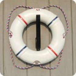 Picture of Dock Edge DE58421F Dolphin Ring Buoy 19" White with Red/White/Blue Rope