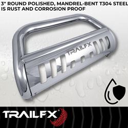 Picture of TrailFX B0045S Bull Bar 3 Inch Polished Stainless Steel with Skid Plate