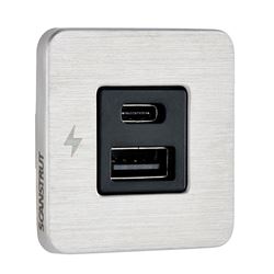 Picture of Scanstrut SC-TILE-11 USB-A/USB-C Interior Charging Socket 12/24V Stainless Steel