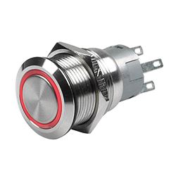 Picture of BEP Marine 80-511-0005-01 BEP PUSH-BUTTON SWITCH 24V LATCHING ON/OFF W/ RED LED