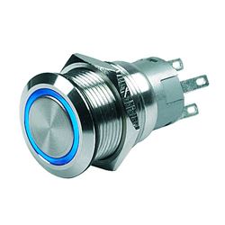 Picture of BEP Marine 80-511-0007-01 BEP PUSH-BUTTON SWITCH 24V LATCHING ON/OFF BLUE LED