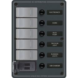 Picture of Blue Sea Systems 8121 BLUE SEA 8121 WATERPROOF PANEL 5 POS PLUS DUAL USB CHARGER