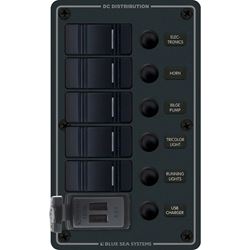 Picture of Blue Sea Systems 8521 BLUE SEA 8521 WATERPROOF PANEL CB 12V 5 POS PLUS DUAL USB