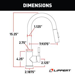 Picture of Lippert Components 2024000071 Flow Max Bullet Pull-Down Kitchen Faucet with Single-Handle Operation