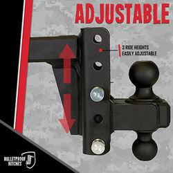 Picture of Bulletproof Hitches HD204 2.0" Adjustable Heavy Duty Trailer Hitch 4" Drop/Rise 22,000 lbs
