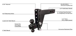 Picture of Bulletproof Hitches HD256 Adjustable Heavy Duty Trailer Hitch 2.5" Receiver 6" Drop Rise