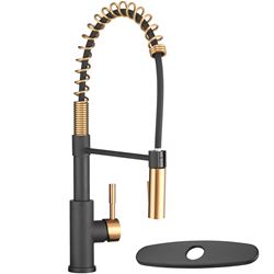Picture of Dura Faucet DF-MK504SLK-MBRG RV Kitchen Faucet Single Handle Pull-Down Sprayer Black Rose Gold