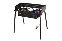 Picture of Flame King YSN-DB60K Dual Burner Propane Stove 60K BTU Portable Outdoor Cooker with Stand