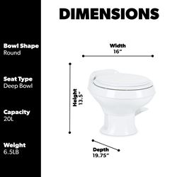 Picture of Dometic 9108923945 311 Series Gravity Flush RV Toilet White