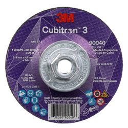 Picture of 3M 90040 Cubitron 3 Cut-Off Wheel, , 36+, T27, 4-1/2 in x 0.045 in x 5/8 in-11 (115 x 1.6 mm x 5/8-11 in), Precision Shaped Grain, Autobody and Marine Sheet Metal, Stainless Steel Tubing