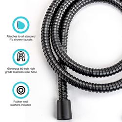 Picture of Dura Faucet DFSA400KMB Single Function Shower Wand Kit with 60" Hose - Matte Black
