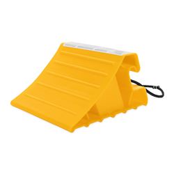 Picture of Camco 44475 Super Wheel Chock with Rope - Yellow RV Trailer Tire Stabilizer