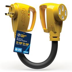 Picture of Camco 55460 Power Grip 30-Amp to 50-Amp RV Dogbone Adapter with Circuit Analyzer