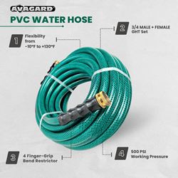 Picture of Avagard AVGPV3415-2pk 3/4" x 15' PVC Water Hose Assembly 2-Pack with GHT Fittings