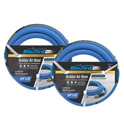 Picture of BluBird BBPRO3415-2pk 3/4" x 15' Rubber Air Hose Assembly 300 PSI EPDM 2-Pack