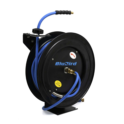Picture of BluBird 10010468 1/2" x 50' Auto-Retractable Air Hose Reel with Rubber Hose