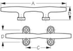 Picture of Sea-Dog Line 041708 Heavy Duty Stainless Steel Open Base Cleat 8 Inch