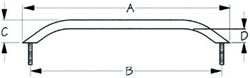 Picture of Sea-Dog Line 254601-1 Sea-Dog 2546011 Stud Mount Handrail, Tube: 3/4", A: 8-3/4" B: 7-1/2" C: 1-3/4" D:1-1/4" , Fastener: 5/16"-18 Nut, Stainless