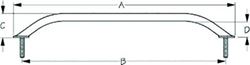 Picture of Sea-Dog Line 254636-1 Sea-Dog 2546361 Stud Mount Flanged Handrail, Tube: 7/8" A:19-3/8" , B:18"  , C: 2-1/4", D:1-1/2" , Fastener: 5/16"-18,  Black Matte