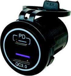 Picture of Sea-Dog Line 426510-1 USB 3.0 & USB-C Dual Power Socket without Light