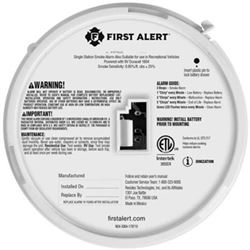 Picture of First Alert Canada Only 1046846 9V Battery-Operated Smoke Alarm for RVs