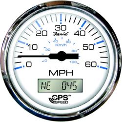 Picture of Faria Instruments F33826 Chesapeake SS White 4" GPS Speedometer with Compass LCD Display