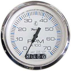 Picture of Faria Instruments F33850 Chesapeake SS White 4" Tachometer 7000 RPM with OMC System Check