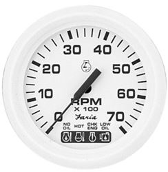 Picture of Faria Instruments F33150 Dress White 4" Tachometer 7000 RPM with SystemCheck Indicator Gas Outboard