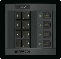 Picture of Blue Sea Systems 1210BSS Panel 360 120V AC 4-Position Branch Circuit Breaker Panel