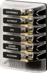 Picture of Blue Sea Systems 5018-BSS AGC Fuse Block 6 Circuit with Cover