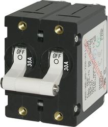 Picture of Blue Sea Systems 7238BSS A-Series 30A Double Pole Toggle Circuit Breaker White