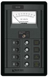 Picture of Blue Sea Systems 1459-BSS 4-Position Circuit Breaker Switch Panel with Voltmeter