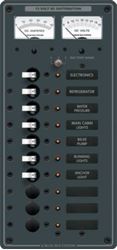 Picture of Blue Sea Systems 8082-BSS DC 10 Position Circuit Breaker Panel with Voltmeter and Ammeter