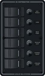 Picture of Blue Sea Systems 8373BSS Water Resistant Circuit Breaker Panel 6 Position Black
