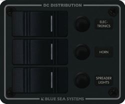 Picture of Blue Sea Systems 8374-BSS Water Resistant 3-Position Circuit Breaker Panel - Black