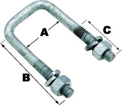Picture of Seachoice 57201 Square U-Bolt 1-9/16" x 3-9/16" Galvanized Steel